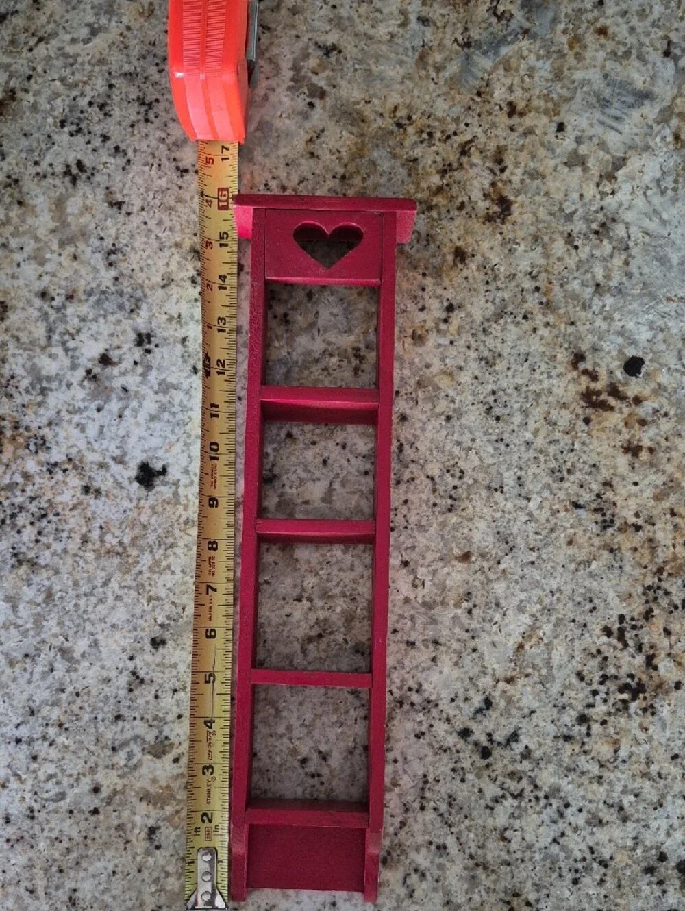 Red Wooden Heart Trinket Shelf - Home Wall Decor